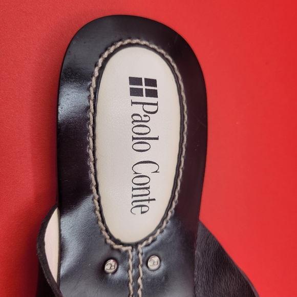 Paolo Conte Black & White Metal Studded Flats Size 5.5 - Picture 3 of 4